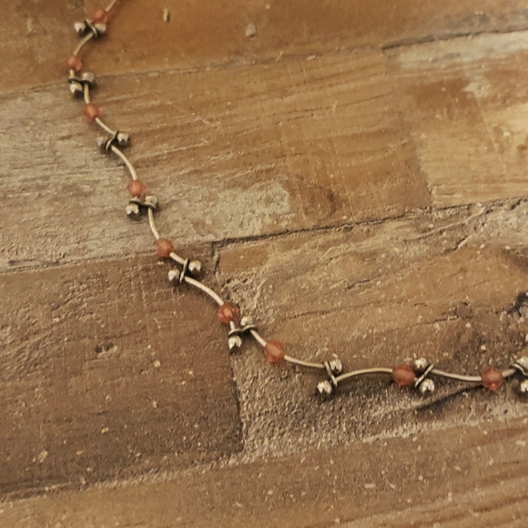 Vintage Silver Tone Choker With Pink Beads - Picture 4 of 8